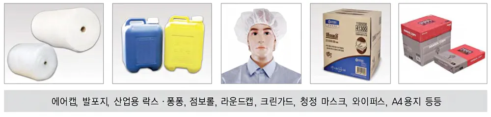 에어캡 롤과 산업용 세제 용기
