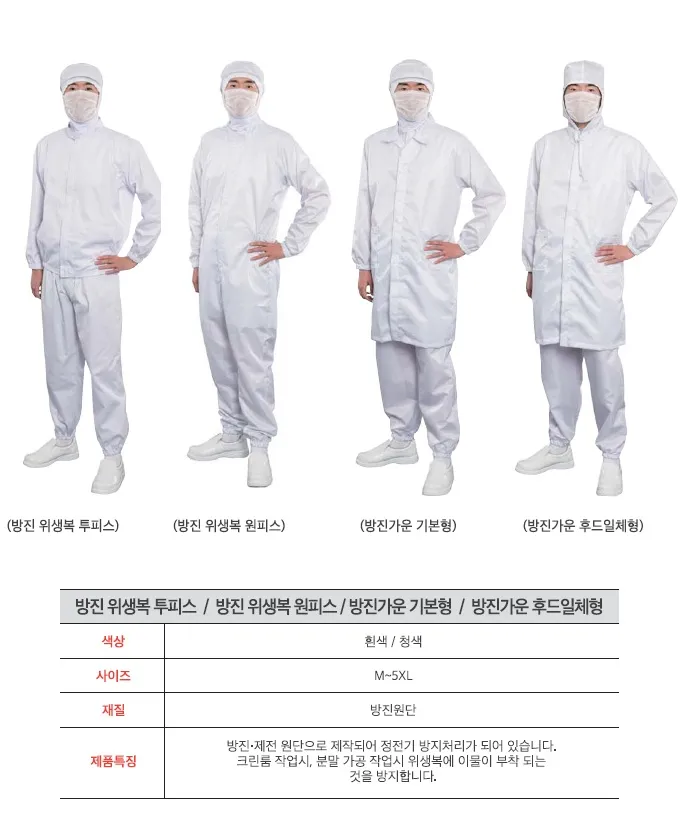 제전복 상하의와 가운 4종 라인업